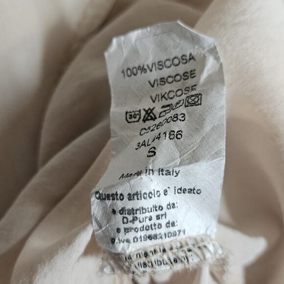 Cream Scoop Neck Roll Tab Sleeve Blouse Size Small - Picture 4 of 5